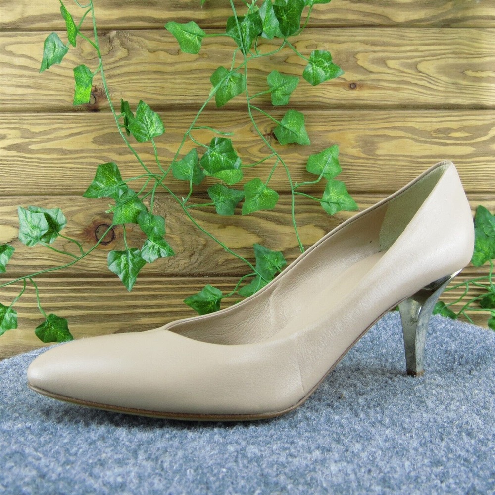 Vicini 16013 Women Pump Heel Shoes Beige Leather‎ Size 39 Medium